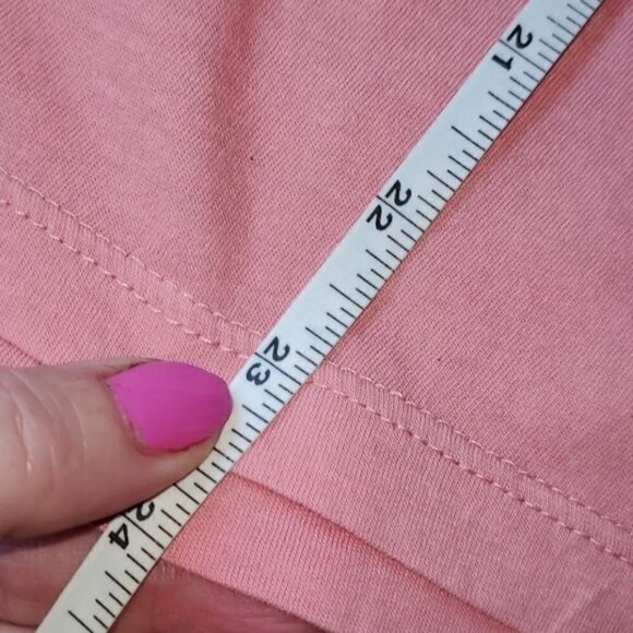 Chaps Cinched Ruffled Lace Neckline Salmon Short Sleeve Sz. L Top - Picture 7 of 7